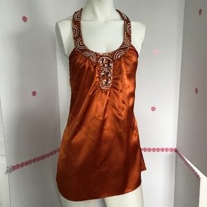 Two-g silk halter top crystal beads Sz S (A-22)